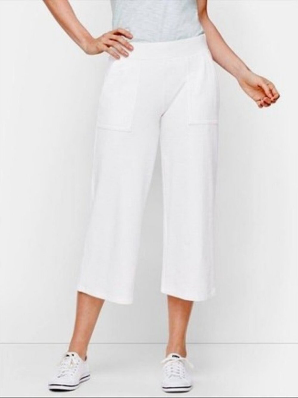 Willow & Thread cropped wide leg pants white women's size 8 NWT